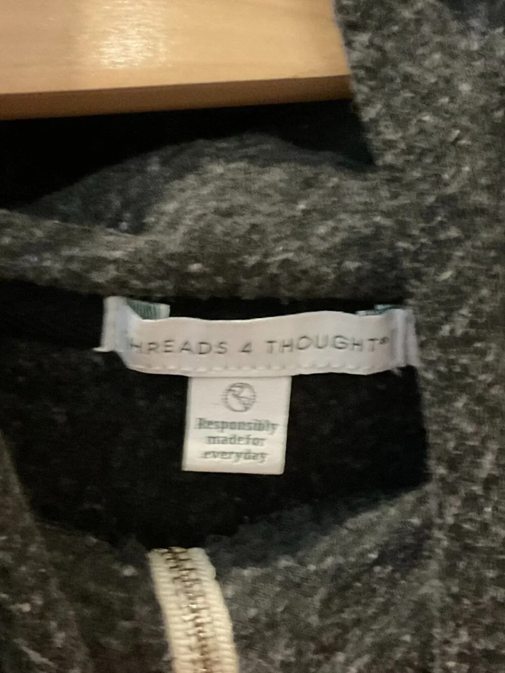 Threads 4 Thought Half Zip Hoodie Charcoal Gray Marled Oversized 2X - Picture 3 of 4